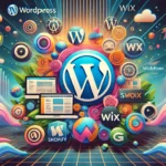 DALL·E 2024-12-27 23.16.32 – A visually striking featured image for an article comparing WordPress alternatives. The image showcases a vibrant digital landscape with icons represe