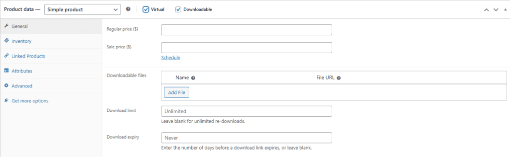 woocommerce product data table