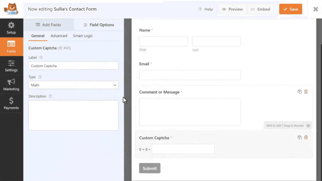 drag and drop WP form, form builder