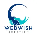 Web Wish Creation logo featuring two stylized hands forming a circular shape, symbolizing connection and collaboration, with the brand name 'Web Wish Creation' written below in bold and modern typography.
