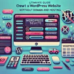 DALL·E 2025-03-08 15.27.00 – Create a professional, vibrant featured image for an article titled ‘Ultimate Guide_ How to Create a WordPress Website Without Domain and Hosting.’ Th Laptop displaying WordPress dashboard with symbols of zero cost, emphasizing the concept of creating a website without domain or hosting.