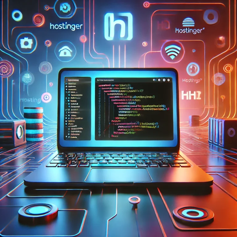 A-modern-visually-appealing-featured-image-for-an-article-titled-Can-I-Use-Hostinger-To-Host-HTML_-The-image-should-include-a-sleek-laptop-display