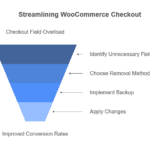 Visual representation of the WooCommerce checkout conversion funnel, detailing each step from product selection to purchase completion.